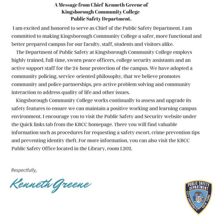 A Message from Chief Kenneth Green