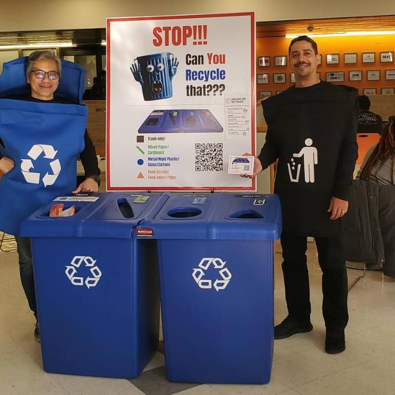 America Recycles Day, to promote the proper use of the College's new recycling bins