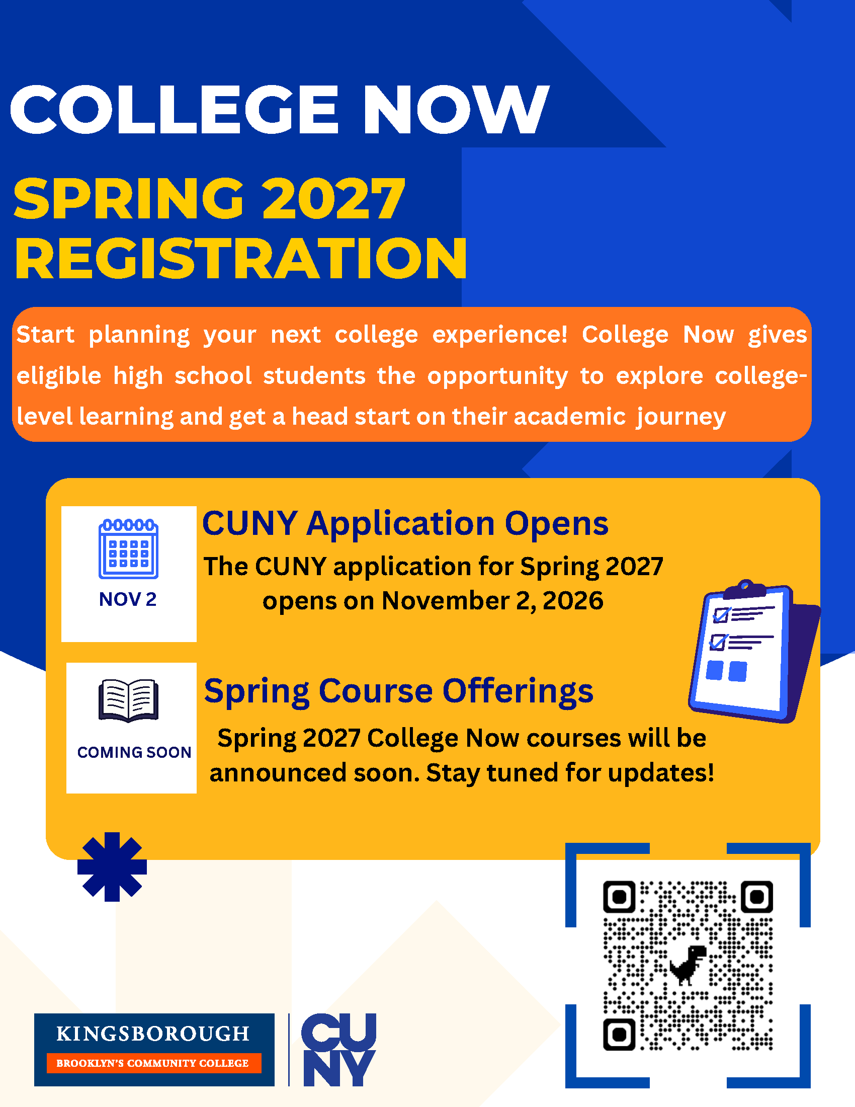 Blue Yellow and Orange Modern Illustrated College Admissions Flyer