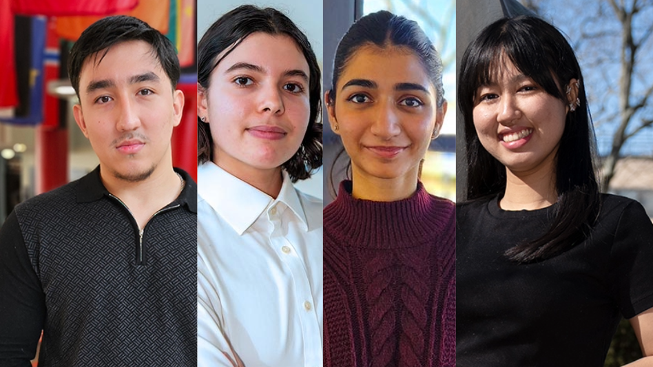 Kingsborough seniors (l-r) Amirjon Abdunayimov, Urwa Faraz Malik, Sophia Turchin and Myat Khine "Daisy" Zan are 2026 semifinalists for the Jack Kent Cooke Foundation's Cooke Undergraduate Transfer Scholarship. The award provides up to $55,000 a year to awardees to attend a four-year college or university in the United States.