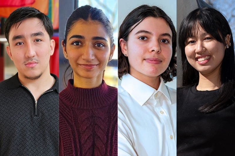Kingsborough seniors (l-r) Amirjon Abdunayimov, Urwa Faraz Malik, Sophia Turchin and Myat Khine "Daisy" Zan are 2026 semifinalists for the Jack Kent Cooke Foundation's Cooke Undergraduate Transfer Scholarship. The award provides up to $55,000 a year to awardees to attend a four-year college or university in the United States.&nbsp;&nbsp;