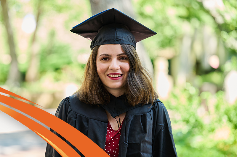 Female student with graduation cap